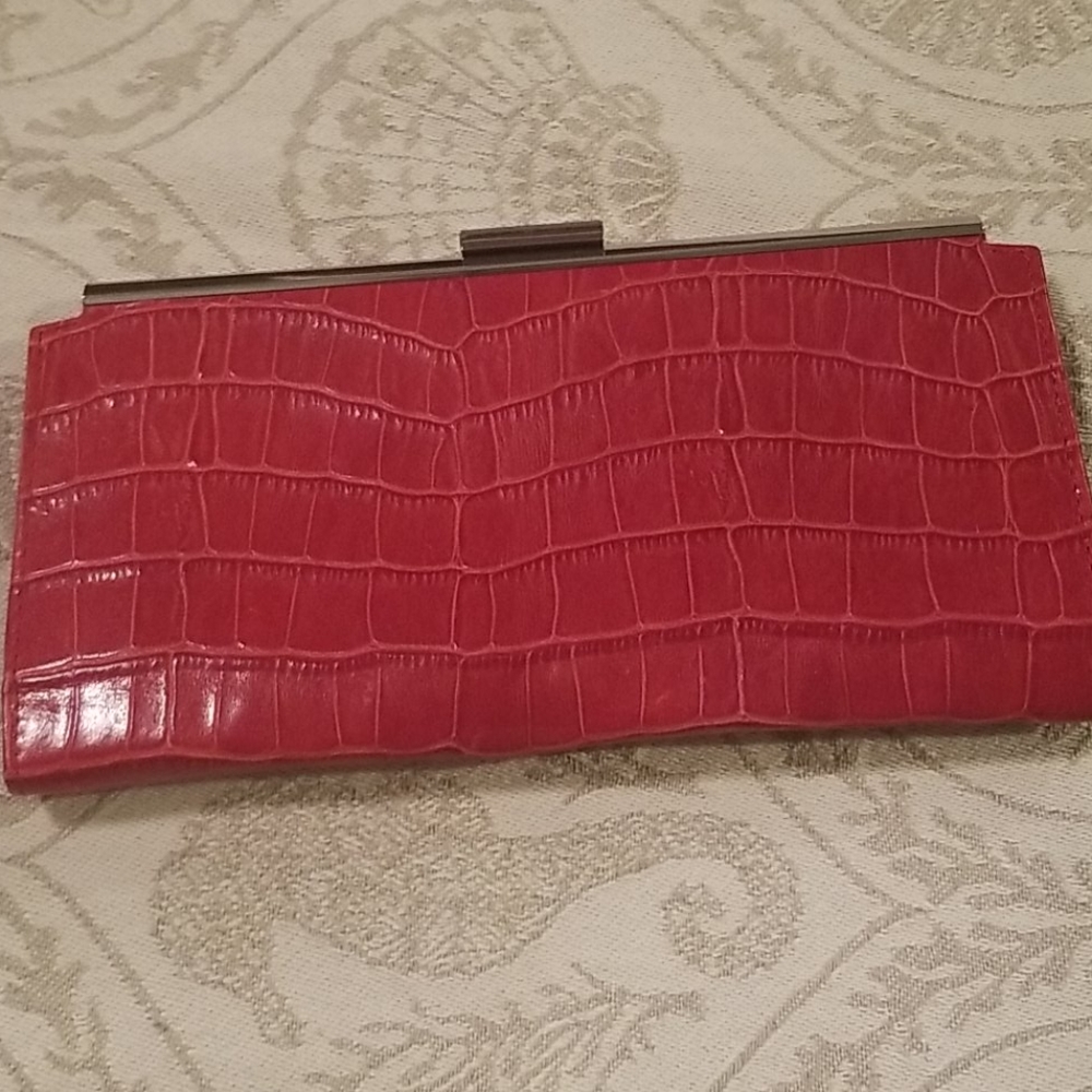 EUC ABAS red croc leather like wallet